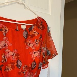 Red floral dress